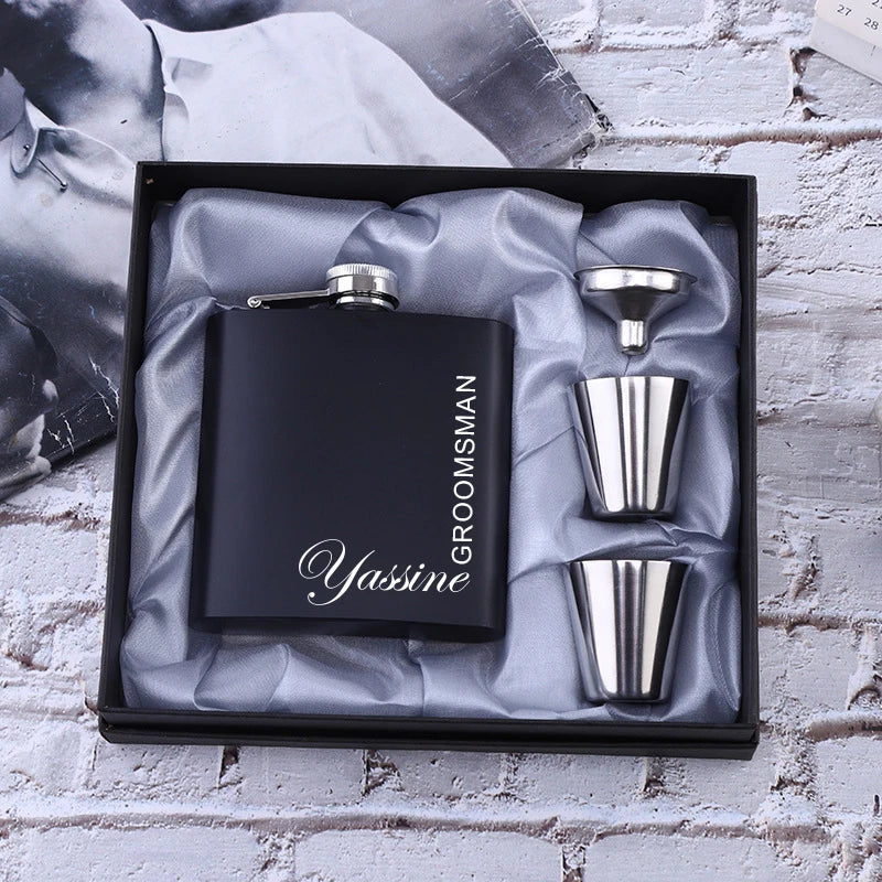 Personalized 6oz Stainless Steel Hip Flask – Engraved Christmas, Birthday, Valentine's Day Gift, Custom Logo for Wedding Favors   2/2
