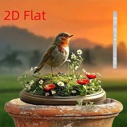 2D Flat Robin Bird Acrylic Decoration – Outdoor Art for Flower Pots, Garden, and Terrace Decor