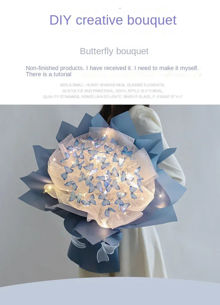 Butterfly Bouquet DIY – Handmade Artificial Flowers, Thoughtful Gift for Girlfriend, Birthday, Proposal & Wedding Decoration
