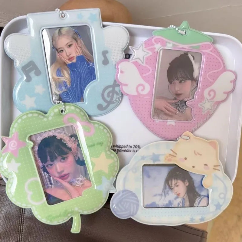 Strawberry K-Pop Photocard Holder Keychain - 3-Inch Idol Fan Bag Decoration Pendant