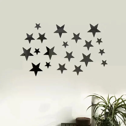 20pcs Acrylic Star Mirror Wall Stickers – Cartoon Starry Wall Decals for Kids Room, Home Decor & Cute Wall Art Murals