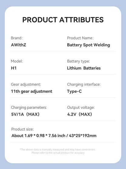 AWithZ Portable Handheld Spot Welder – DIY 90-Gear Adjustable Welding Machine for 18650 Lithium Batteries