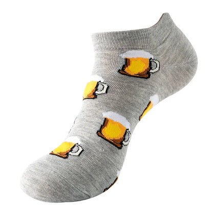 Combed Cotton Ankle Socks for Men & Women - Funny Beer, Fruit & Food Novelty Low Cut Socks (EU 38-43)
