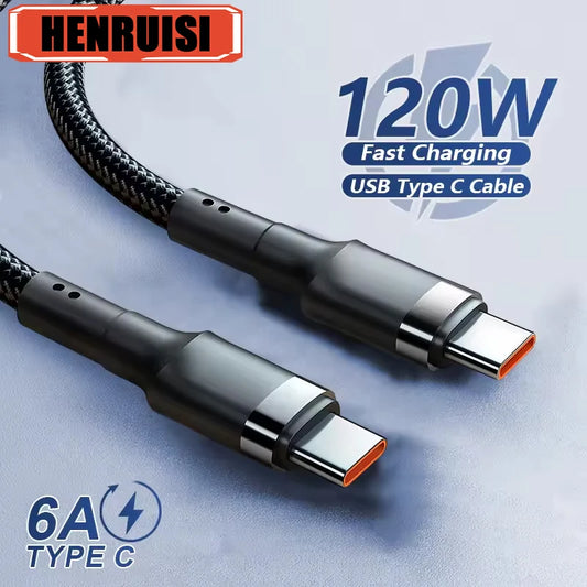 120W USB-C to Type-C Fast Charging Cable – High-Speed Data Cord for Samsung, iPhone 16, Xiaomi, OnePlus, POCO