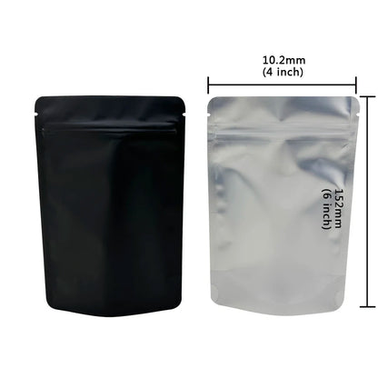 20–100PCS Black Matte Zipper Bags — Smell-Proof Mylar Pouches with One-Side Clear Window