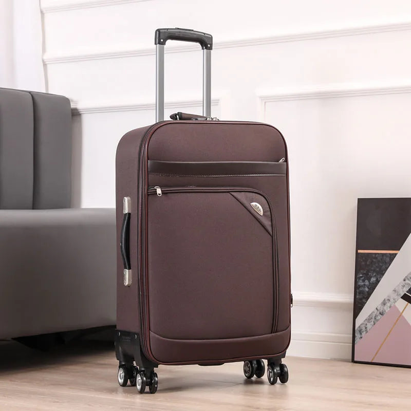 Ex Canvas Travel Suitcase – Trendy Fashionable Rolling Luggage with Combination Lock & 360° All-Direction Wheels for Business Travel