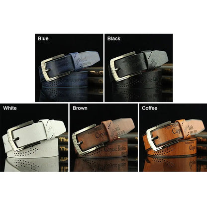 Men's Ratchet Leather Belt – Adjustable Strap with Free Buckle Replacement for Cowboy Style