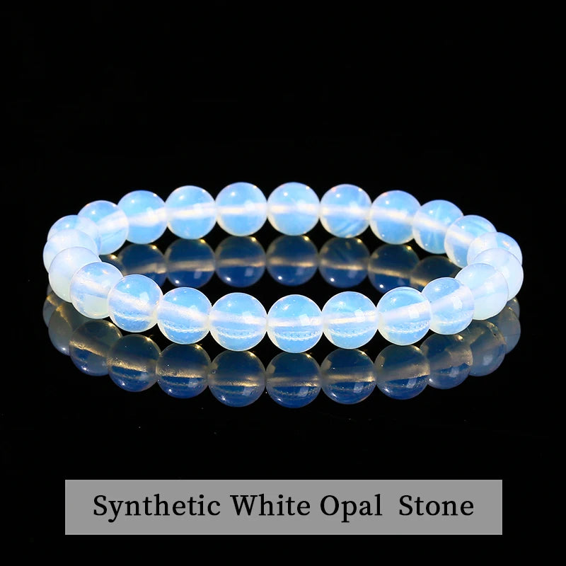 Natural Stone Beaded Bracelet - Obsidian, Fluorite & Quartz Healing Stretch Jewelry for Men & Women