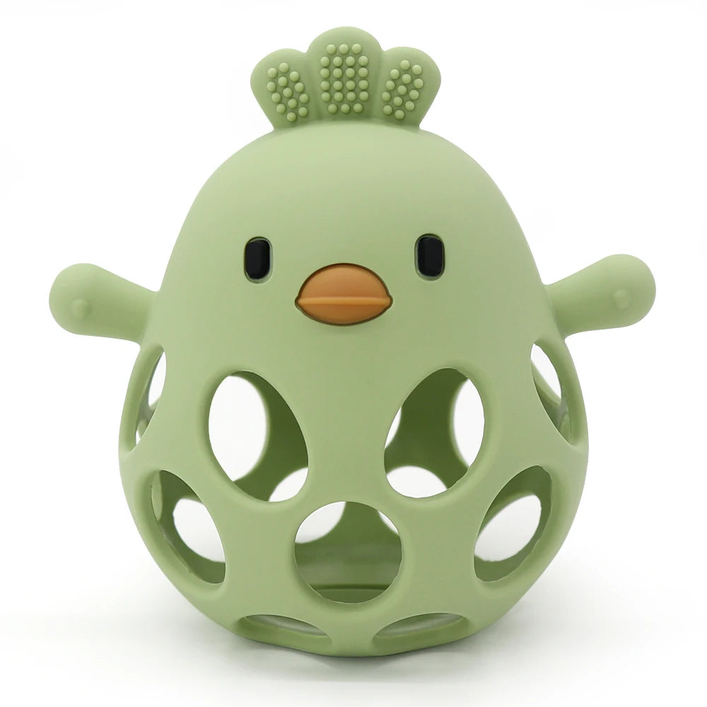 Baby Chick Silicone Teether - Cartoon Hollow Chewing Toy for Infant Teething Training & Care