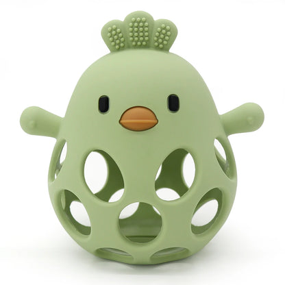 Baby Chick Silicone Teether - Cartoon Hollow Chewing Toy for Infant Teething Training & Care