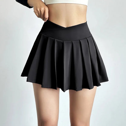Women’s Sports Short Skirt — Summer High Waist Pleated Skirt with Anti-Walk Yoga Pants, Quick-Dry Breathable Running & Fitness Wear