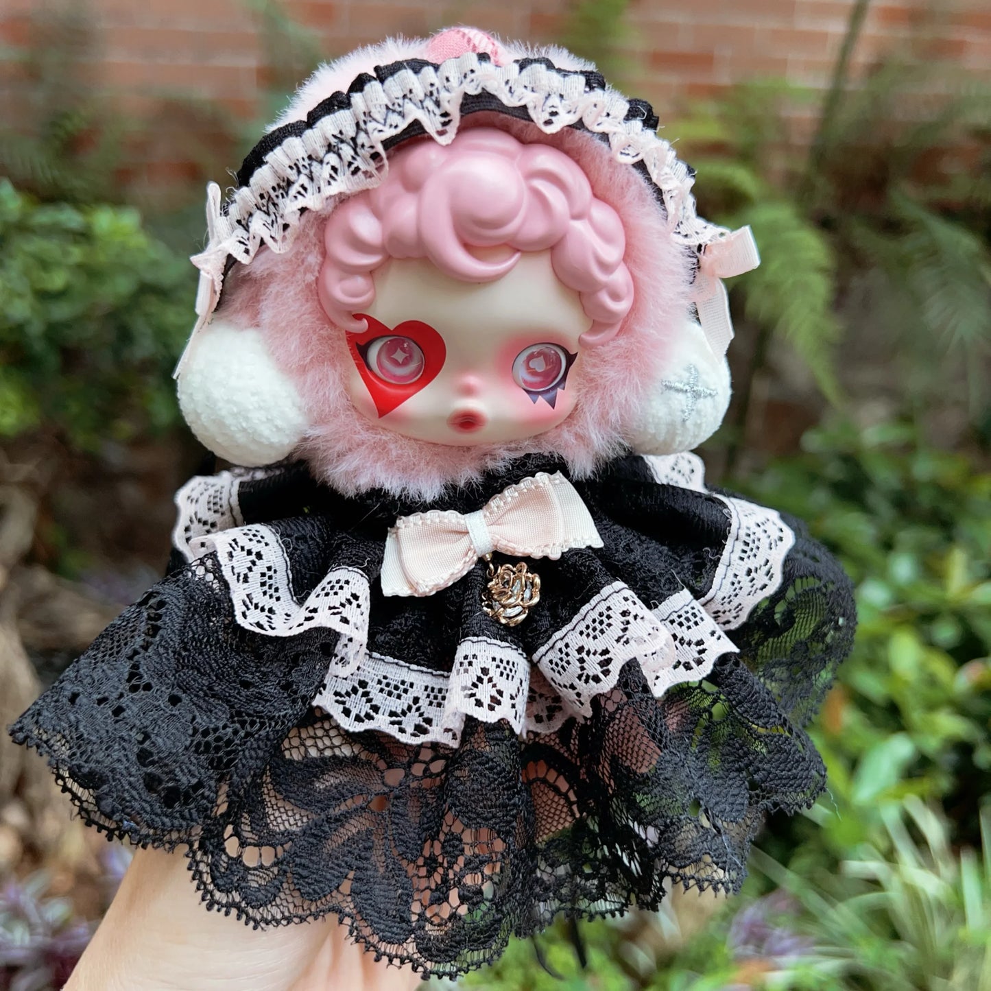 10cm Skullpanda Doll Clothes – Vintage Princess Dress Set with Headwear, Winter Symphony Series