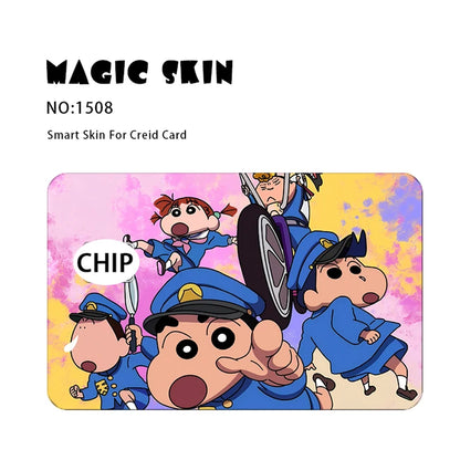Anime Crayon Shin-Chan Poker PVC Sticker — Waterproof Cartoon Skin for Credit & Debit Cards