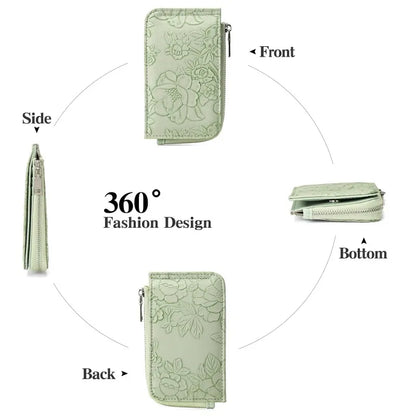 Ladies Zip Coin Purse with Key Ring – Embossed Design, Multi-Card Slots, Large Capacity Wallet Fashion Accessory