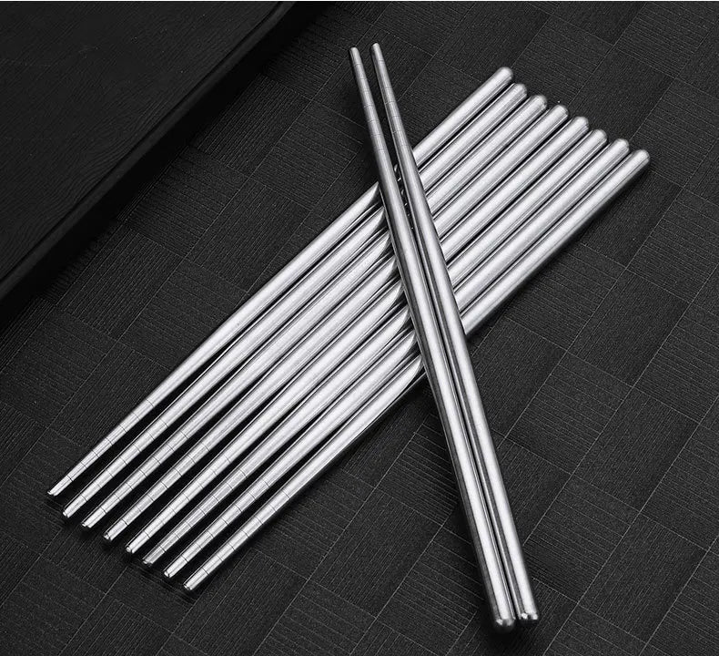 2–5 Pairs 304 Stainless Steel Chopsticks – Non-Slip Metal Sushi Sticks for Korean, Japanese & Chinese Food
