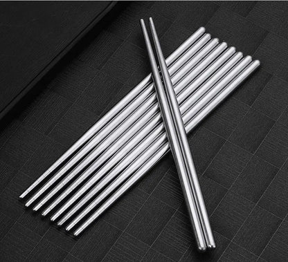 2–5 Pairs 304 Stainless Steel Chopsticks – Non-Slip Metal Sushi Sticks for Korean, Japanese & Chinese Food