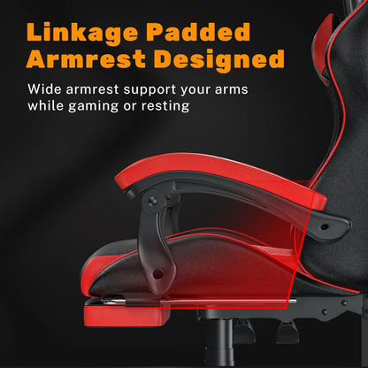 Gaming Chair with Footrest – Ergonomic Gamer Chair with Lumbar Cushion, Headrest, and Height Adjustable for Computer
