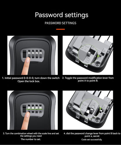 4 Digit Code Key Box – Waterproof Outdoor Password-Protected Storage with Steel Wire Hook for Key Hanging and Security