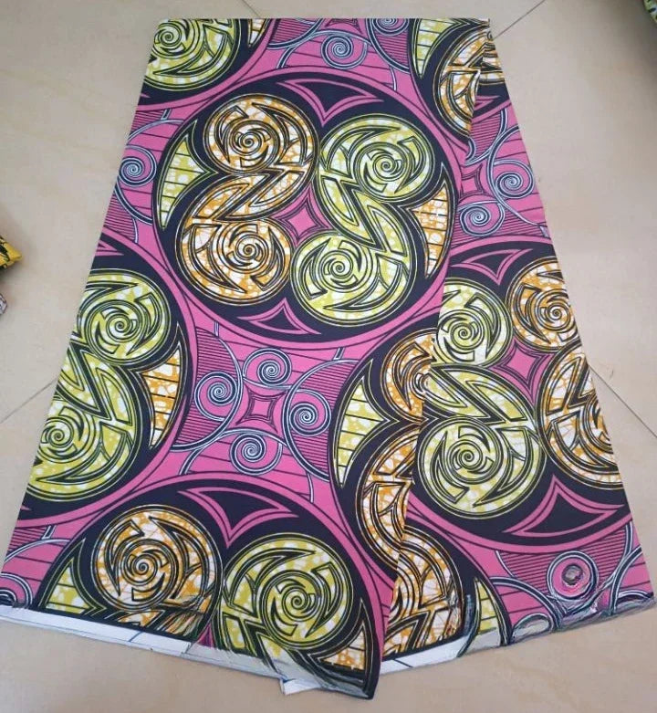 African Wax Print Fabric 6 Yards - Ghana Kente Design Ankara Kitenge Pagne