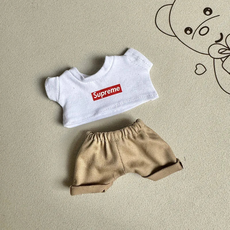 17cm Lovely Labubu Doll Clothes - First & Second Generation Supreme Clothing Set, Multi-Color Outfits