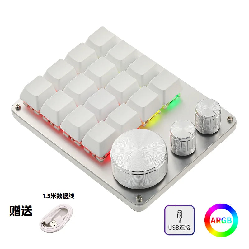 COIDEA Mini Wired RGB Keypad with Knob – Portable Macro Programming Keyboard for PS/Design Custom Controls, Gaming & Creative Work Gift Device
