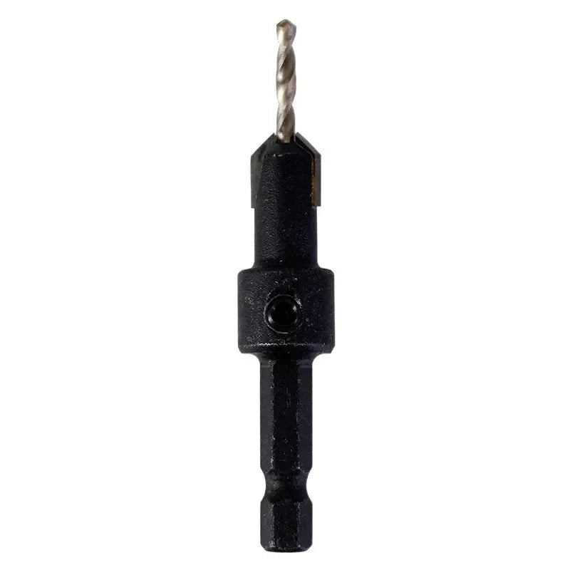 5PCS Woodworking Countersink Drill Bit Set – One-Piece Hex Handle Twist Drill with Chamfering Tool