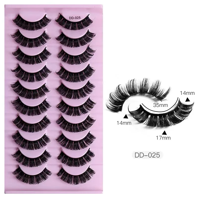 2/10 Pairs 3D Mink Strip False Eyelashes – Dramatic Fake Lash Extensions for Makeup