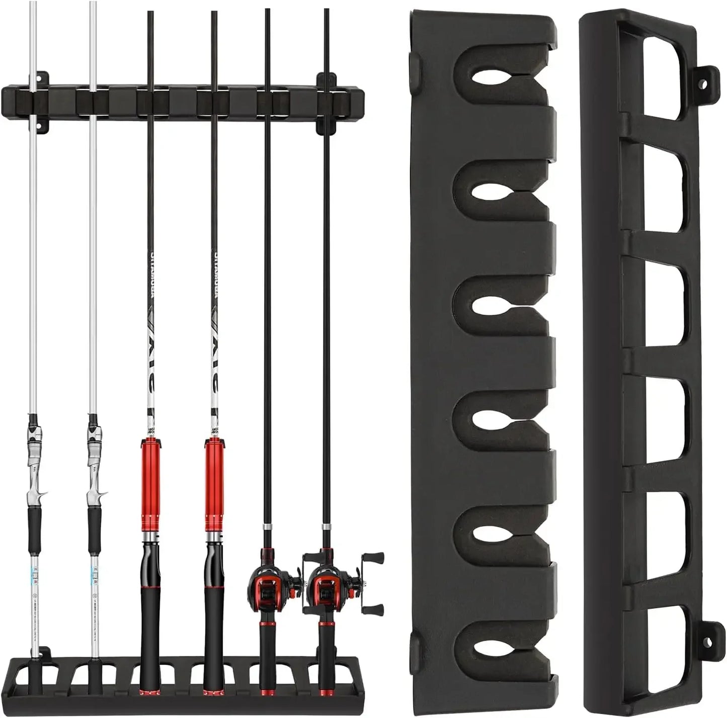 4/2PCS Fishing Rod Holder Rack - Wall Mount Vertical Storage Organizer for Garage & Fishing Pole Collection