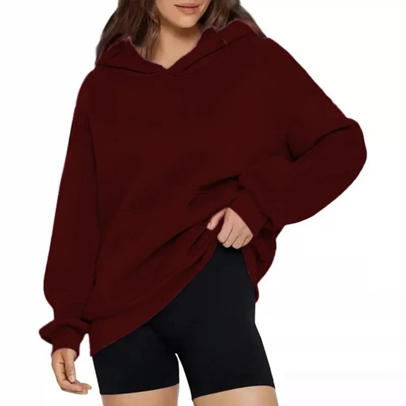 Oversized Hoodie Sweatshirt — Unisex Loose Fit, Drop Shoulder, Cuffed Sleeve Winter Casual Sportswear