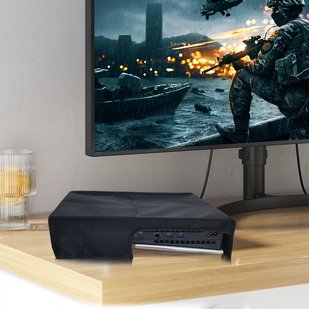 Vertical/Horizontal Dust Cover for PS5 Slim Console – Anti-Scratch Waterproof Protective Sleeve, Removable 1680D Oxford