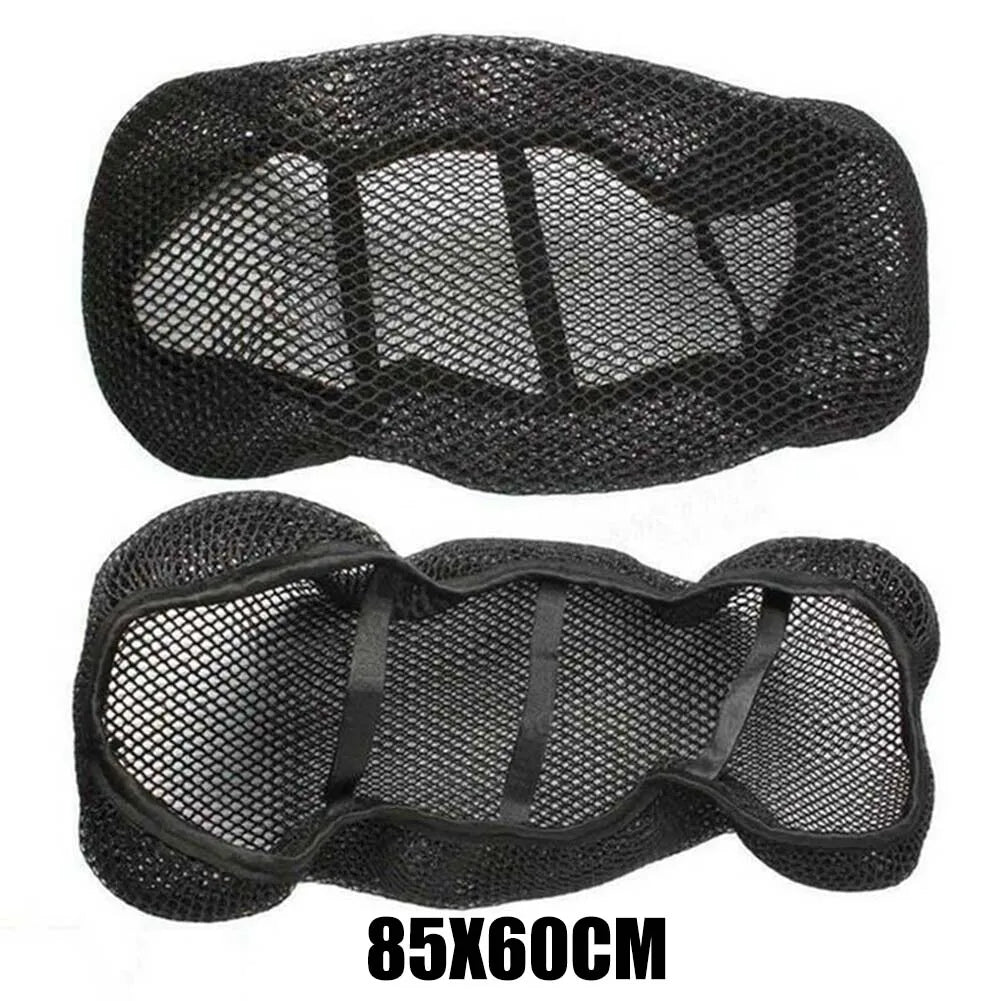 Breathable 3D Mesh Motorcycle Seat Cover Pad - Anti-Slip Cushion for Moped, Motorbike, and Scooter, Black Grid Seat Cover