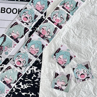 500pcs Hatsune Miku Stickers — 2.5cm Round Cartoon Labels, DIY Craft, Kids Gift & Decoration Supplies