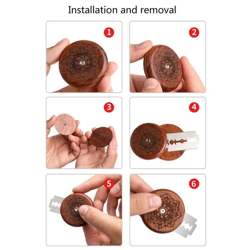 Wooden Bread Knife Razor Cutter with Storage Bag - Round Bread Lame Dough Scoring Slashing Tool for DIY Sourdough Bread
