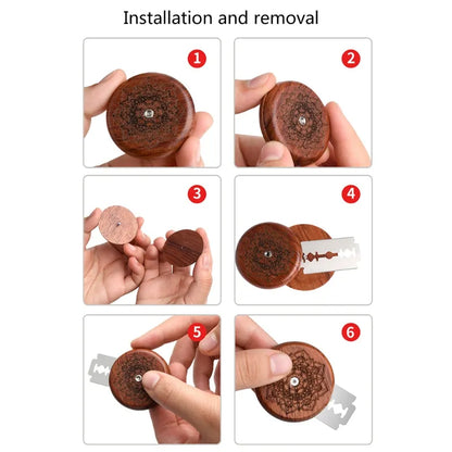 Wooden Bread Knife Razor Cutter with Storage Bag - Round Bread Lame Dough Scoring Slashing Tool for DIY Sourdough Bread