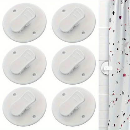 3PCS Shower Curtain Clothespin Clips – Windproof & Splash Guard Adhesive Fixers for Bathroom Curtain Stability