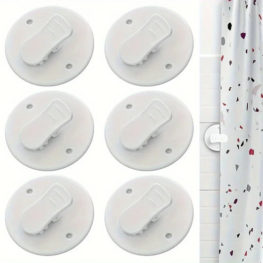 3PCS Shower Curtain Clothespin Clips – Windproof & Splash Guard Adhesive Fixers for Bathroom Curtain Stability