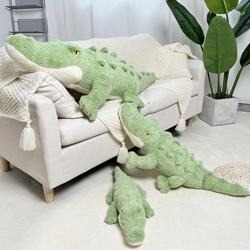 Soft Crocodile Plush Toy – Fluffy Stuffed Alligator Pillow Doll, Jungle Green Sofa Cushion, Birthday Gift