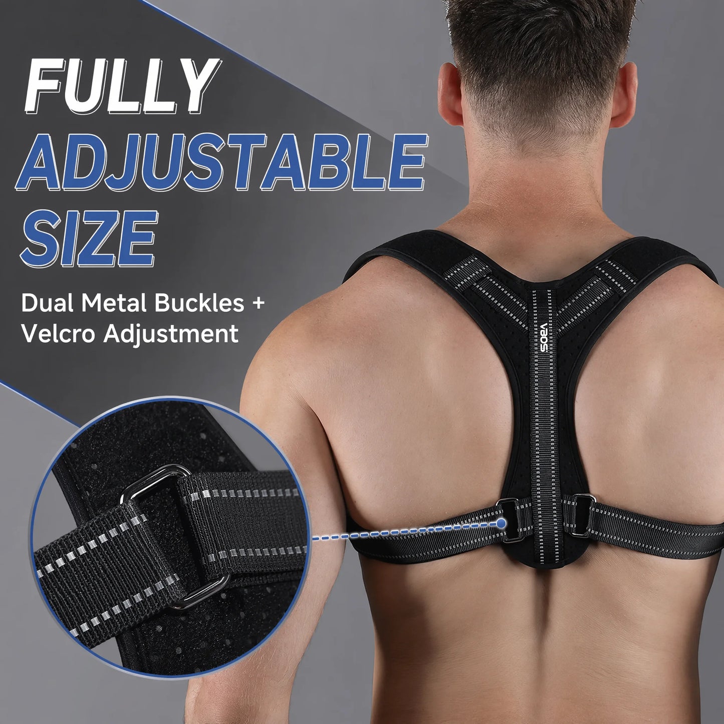 VBOSI Unisex Back Posture Corrector Belt – Adjustable Breathable Support for Hunchback Prevention & Sitting Posture Correction