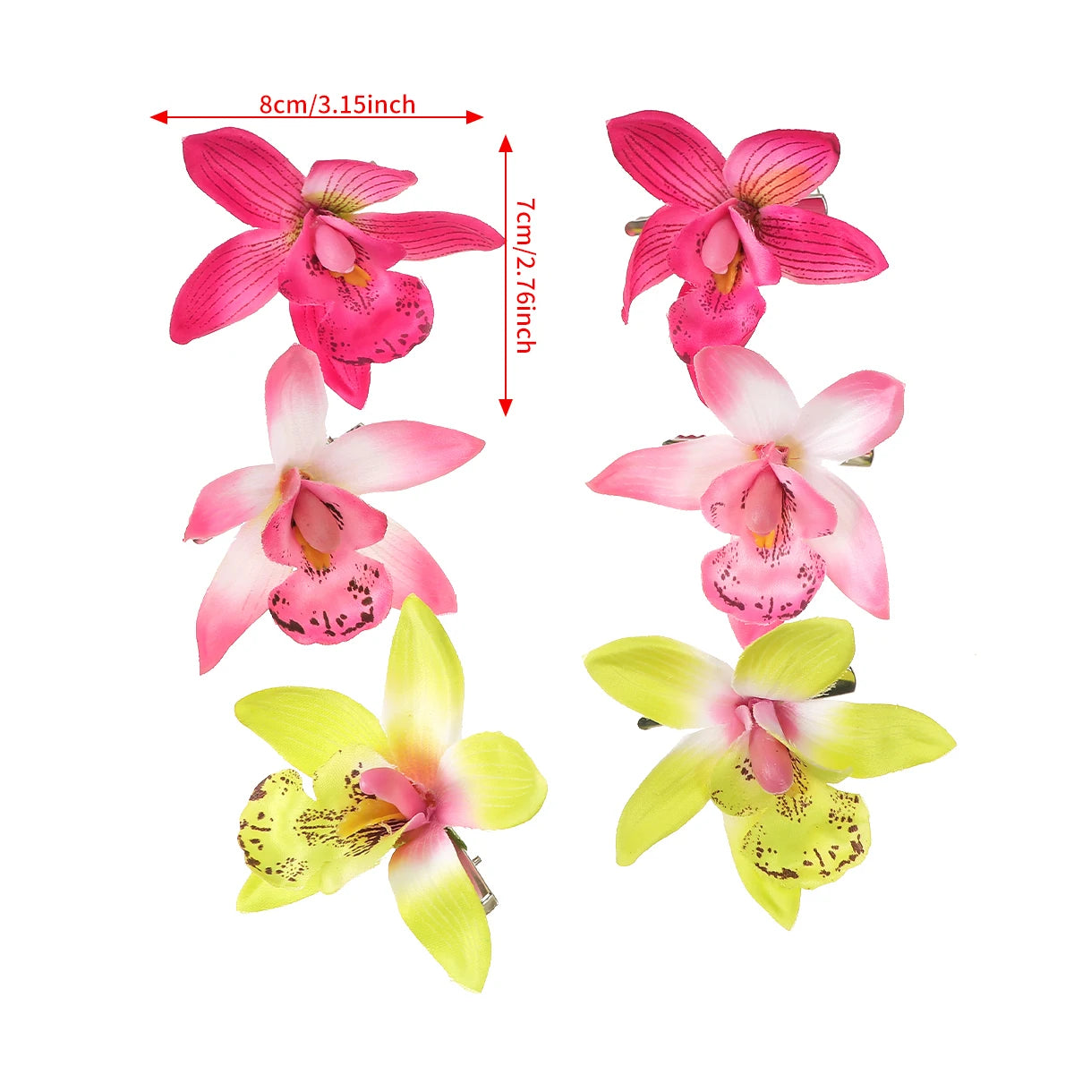 Simulated Orchid Flower Hairpins – White & Pink Hair Clips for Women, Summer Travel Seaside Fashion Headwear