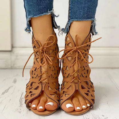 2023 Women’s Summer Gladiator Boot Sandals – Shoelace Wedge Heel Comfortable Leisure Shoes