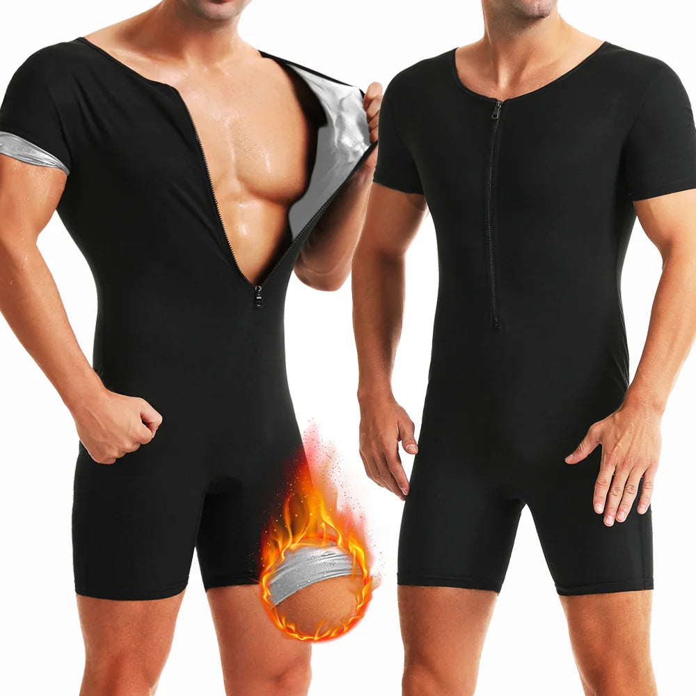 Men’s Sauna Suit Sweat Jumpsuit – Thermal Workout Bodysuit for Gym Training, Waist Trainer Fitness Wear for Enhanced Sweat & Performance