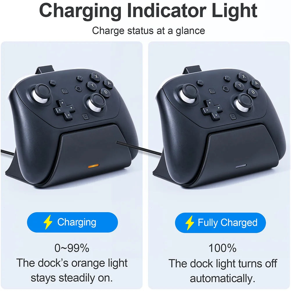 Switch 2 Pro Controller Charging Dock - Fast Charging Station with LED Indicator & Adapter