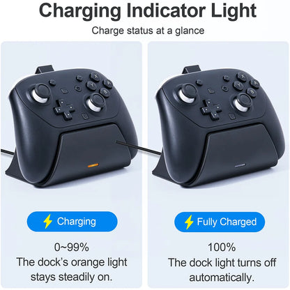 Switch 2 Pro Controller Charging Dock - Fast Charging Station with LED Indicator & Adapter