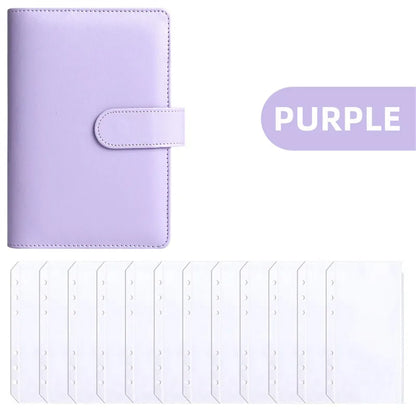 PU Leather Budget Binder with Cash Envelopes – A6 Planner Organizer, Zip Pockets for Saving Money, Small French Budget Pouch