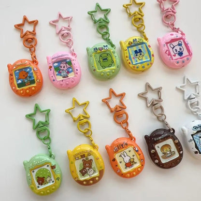 Tamagotchi Mini Cartoon Keychain - Cute Virtual Pet Pendant for Phones, Bags and Gaming Accessories
