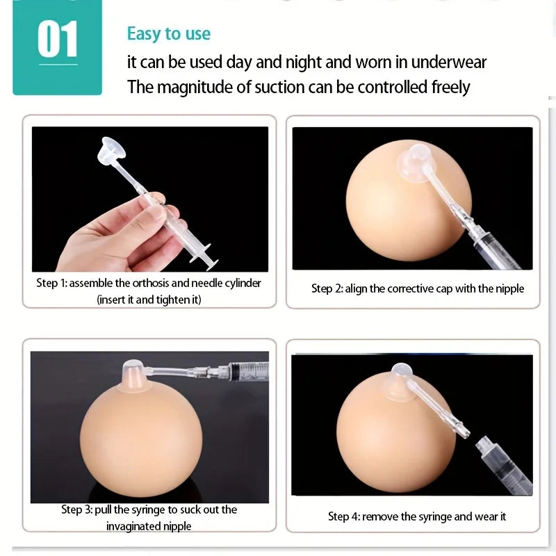 Nipple Inversion Corrector - Gentle Breastfeeding Aid for Flat, Inverted, and Short Nipples