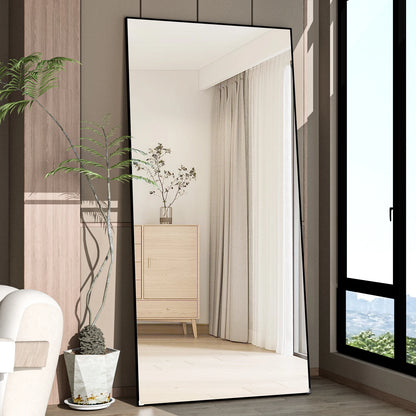 CASSILANDO Full-Length Floor Mirror – 65"x24" Black Metal Frame Full Body Standing Mirror