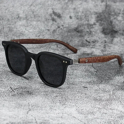 Retro Wood Grain Polarized Sunglasses for Men & Women – UV Protection Eyewear for Cycling, Outdoor & Street Photography