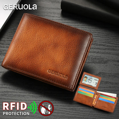 Bestseller 2526 Short Style Genuine Top-Grain Cowhide Leather Wallet with RFID Blocking & Multiple Card Slots – Compact Men’s Wallet Card Holder
