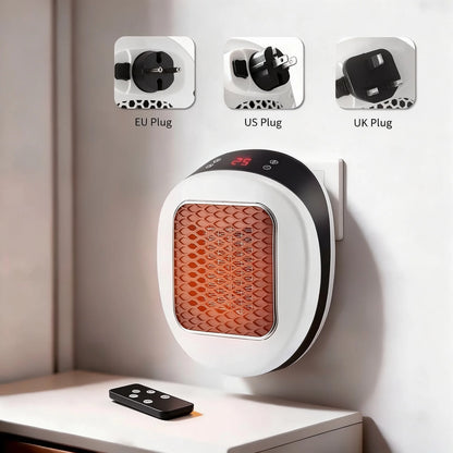 PTC Wall Outlet Space Heater - Fast-Heating Electric Plug-In Heater with Remote Control for Bedroom, Office and RV